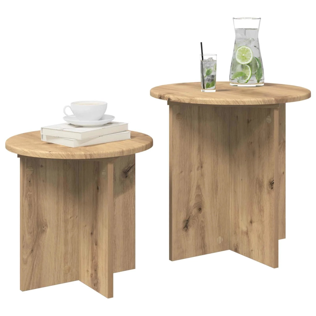 Set tavolini 2 pcs Rovere Artigianale Legno ingegnerizzato 8001018