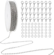 Catenaccio in acciaio inossidabile da 10 m - 100 anelli a molla - 40 serrature a cavalletto - leggero - duraturo - catenaccio decorativo