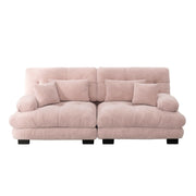 Divano modulare con cuscini lombari e decorativi; seduta profonda; in ciniglia; rosa