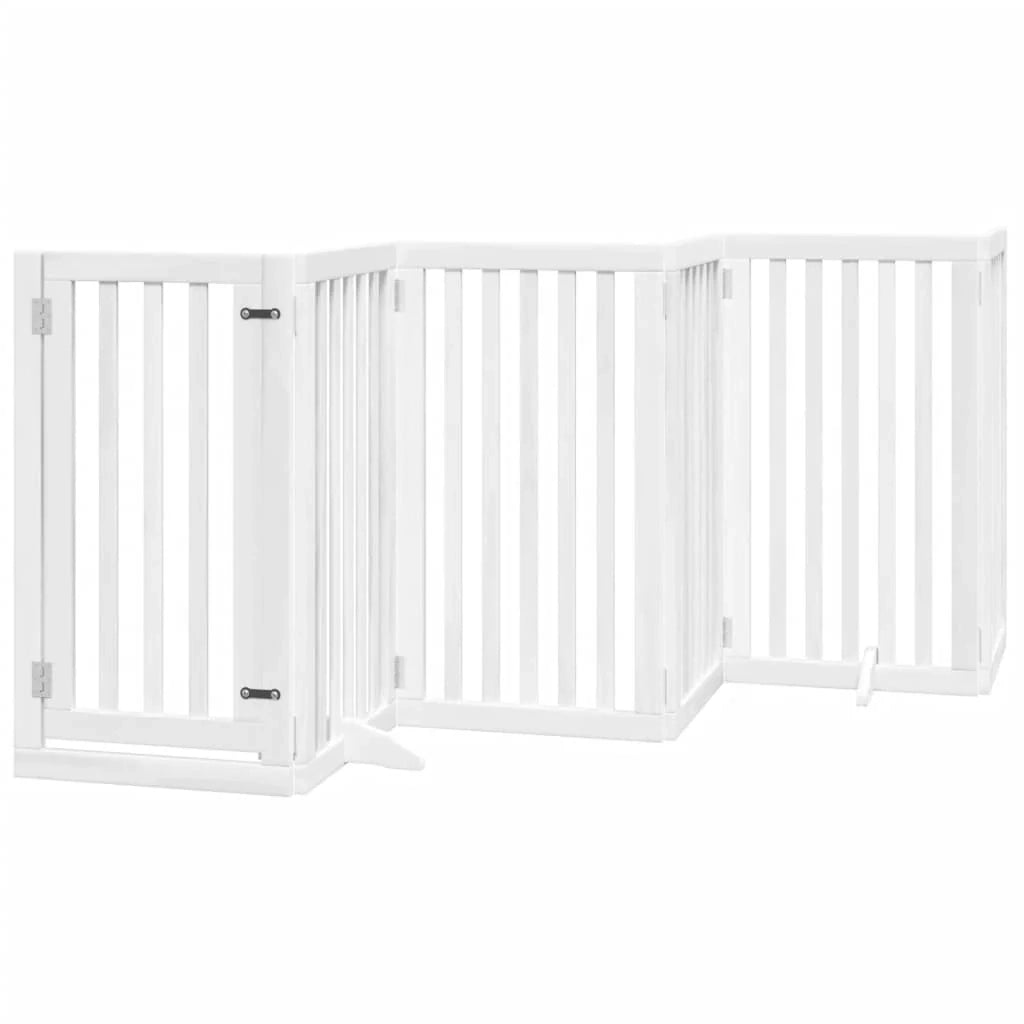 Cancelletto di sicurezza per animali domestici porta pieghevole 15 pannelli legno di pioppo bianco 02_0023201