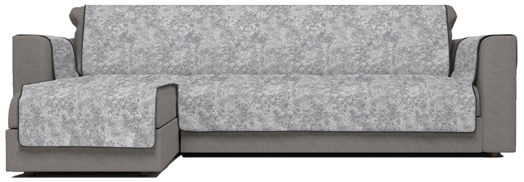 Copridivano con Penisola Sinistra Seduta 240 cm in Poliestere e Cotone Grigio Scuro