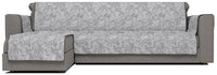 Copridivano con Penisola Sinistra Seduta 240 cm in Poliestere e Cotone Grigio Scuro