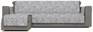Copridivano con Penisola Sinistra Seduta 240 cm in Poliestere e Cotone Grigio Scuro