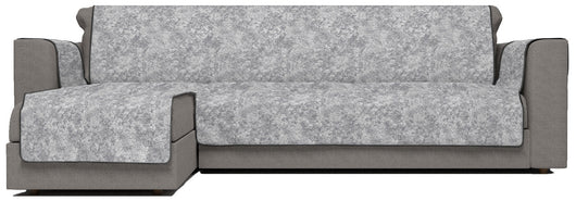 Copridivano con Penisola Sinistra Seduta 190 cm in Poliestere e Cotone Grigio Scuro