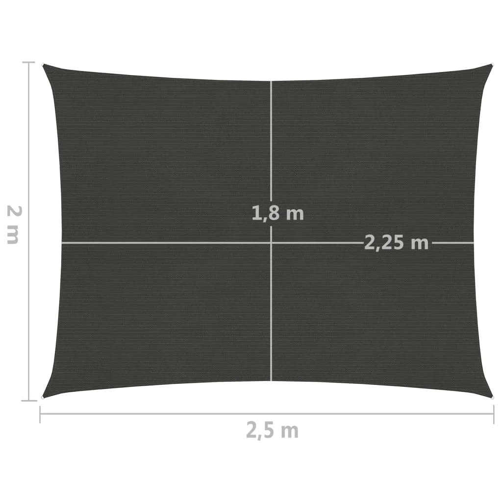 Vela ombreggiante/ombrellone 160 g/m² HDPE 2 x 2,5 m antracite 02_0008910