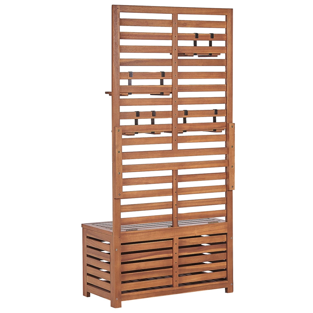 Panca da giardino con mensole e pannello in legno di acacia 80 cm