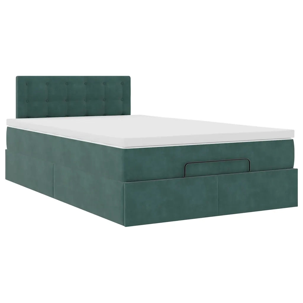 Pouf Letto con Materasso e LED Verde Scuro 120x190cm in Velluto 3312755