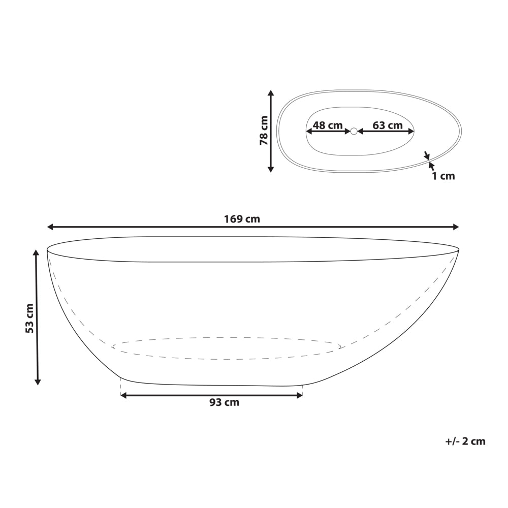Vasca da bagno moderna con superficie solida ovale trasparente verde 1690 x 780 mm design moderno semplice