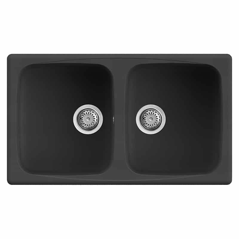 Lavello Elleci Incasso 2 vasche 86x50 Master 450 Granitek Nero LGM45040