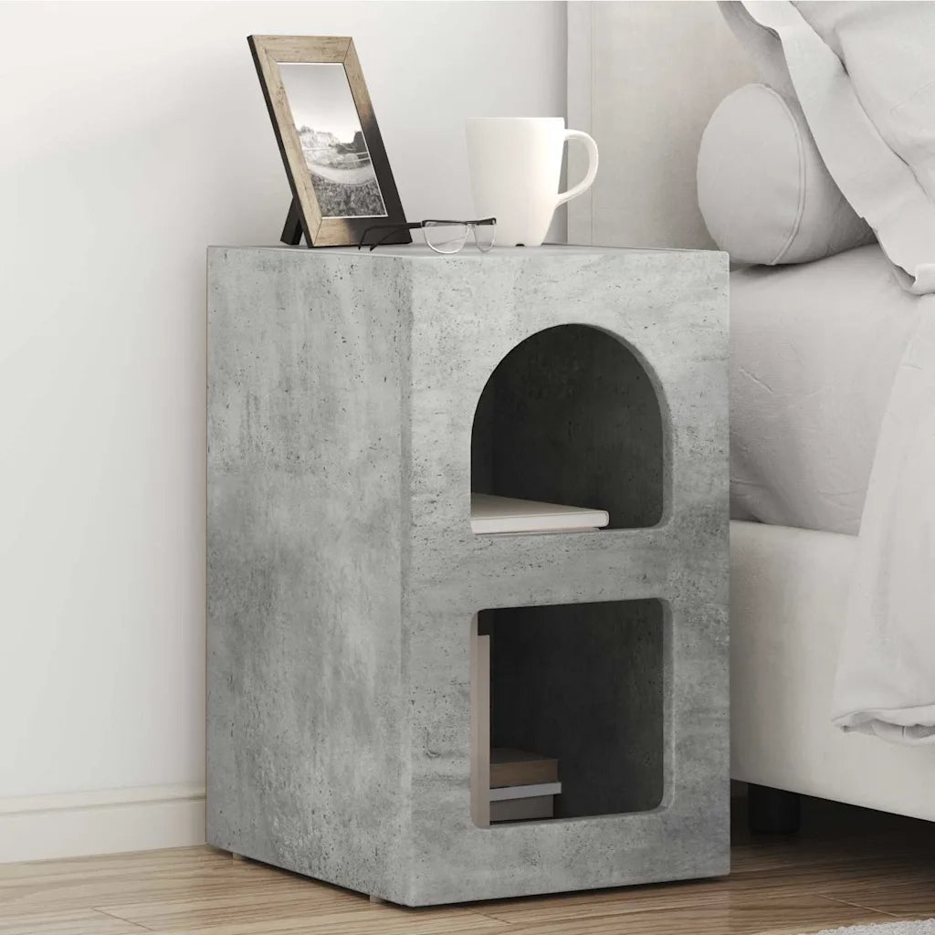 Comodino-Tavolino da notte Grigio cemento 29.5 x 35 x 50 cm Legno multistrato