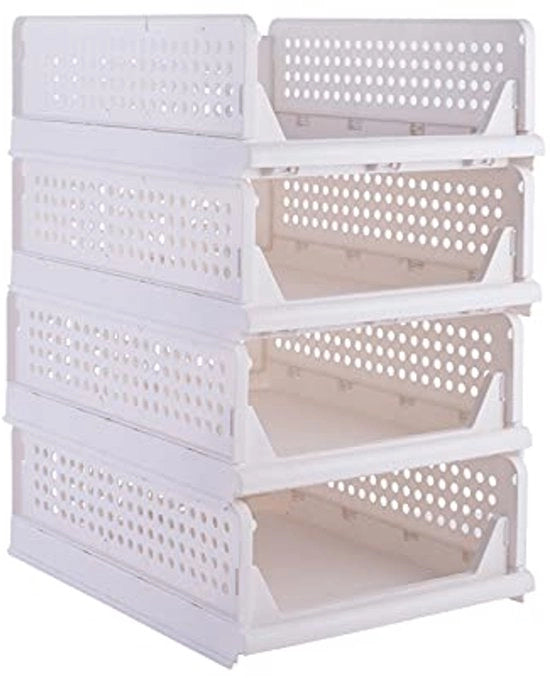Sistema di armadi per abbigliamento. Set di 4 armadi per abbigliamento. Organizzatore di armadi staccabile. Scatole di archiviazione risparmiano spazio. (S-44x34x14)