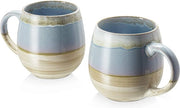 Set da caffè in ceramica moderna 2 x 620 ml, tazza con moka grande, smaltatura a forno blu
