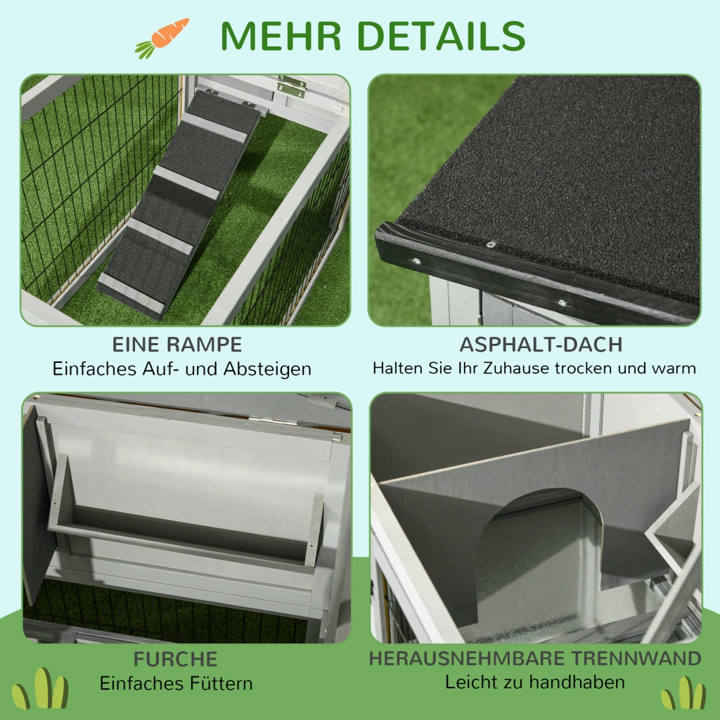 Gabbia per Piccoli Animali con Recinto Esterno ¨C Zephmum ¨C Grigio
