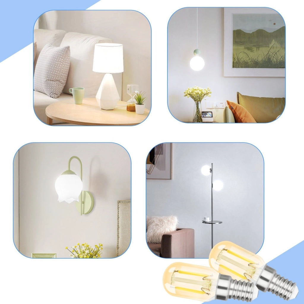 ZMH confezione da 2 E14 LED bianco freddo T22 vintage 2W retro 6000K lampada a risparmio energetico E14 non dimmerabile