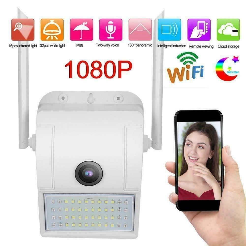 Trade Shop - Ip Camera Wifi Esterno 2mp 1080p Led Lampada Solare Ip66 Telecamera Cam Sd Rec -