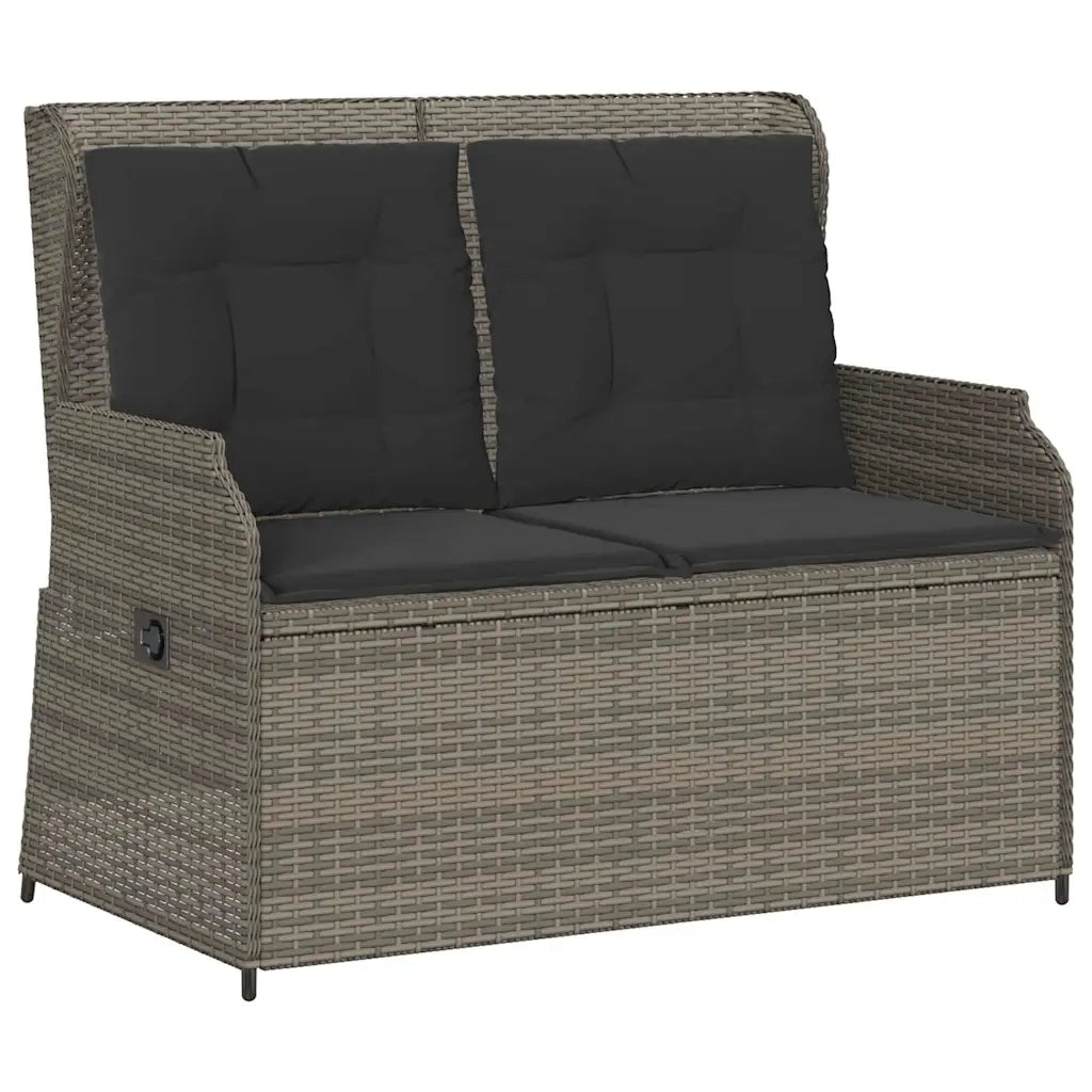 Panca Reclinabile da Giardino con Cuscini-Sgabello-Sedia da esterno Grigia in Polyrattan 111624