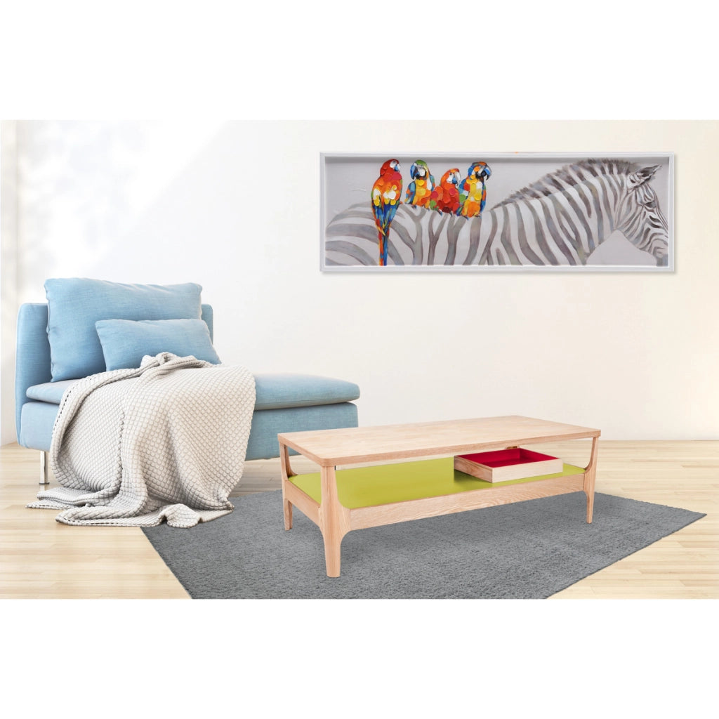 Tavolino da caffe' Addison II in frassino con ripiano verde 120x60 cm