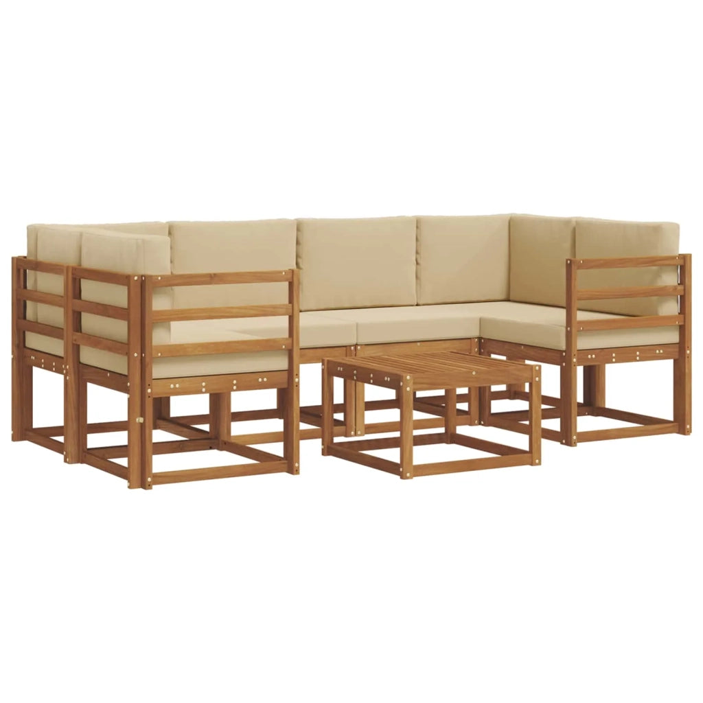 Set di divani da esterno con cuscino 7 pcs Naturale e Beige