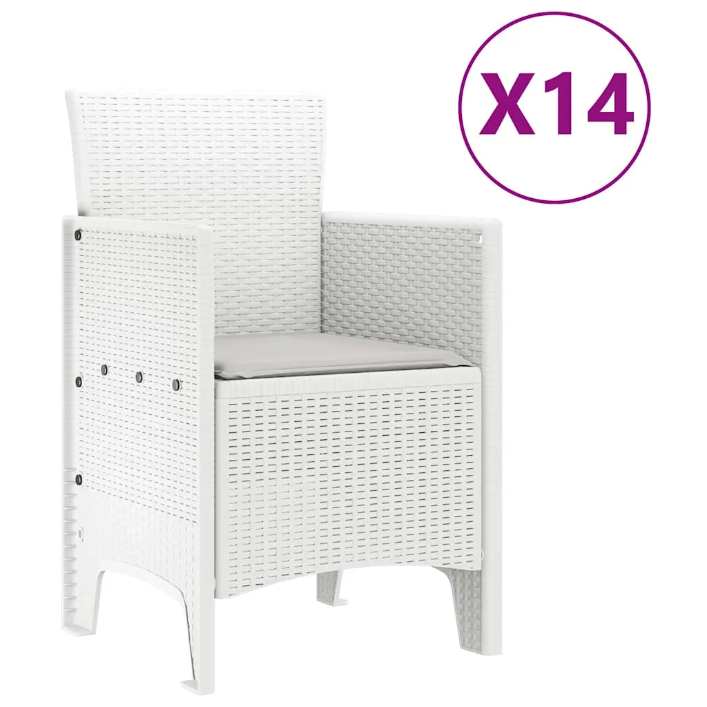 Set da Pranzo per Giardino 15 pcs Bianco Rattan Polt 3378644