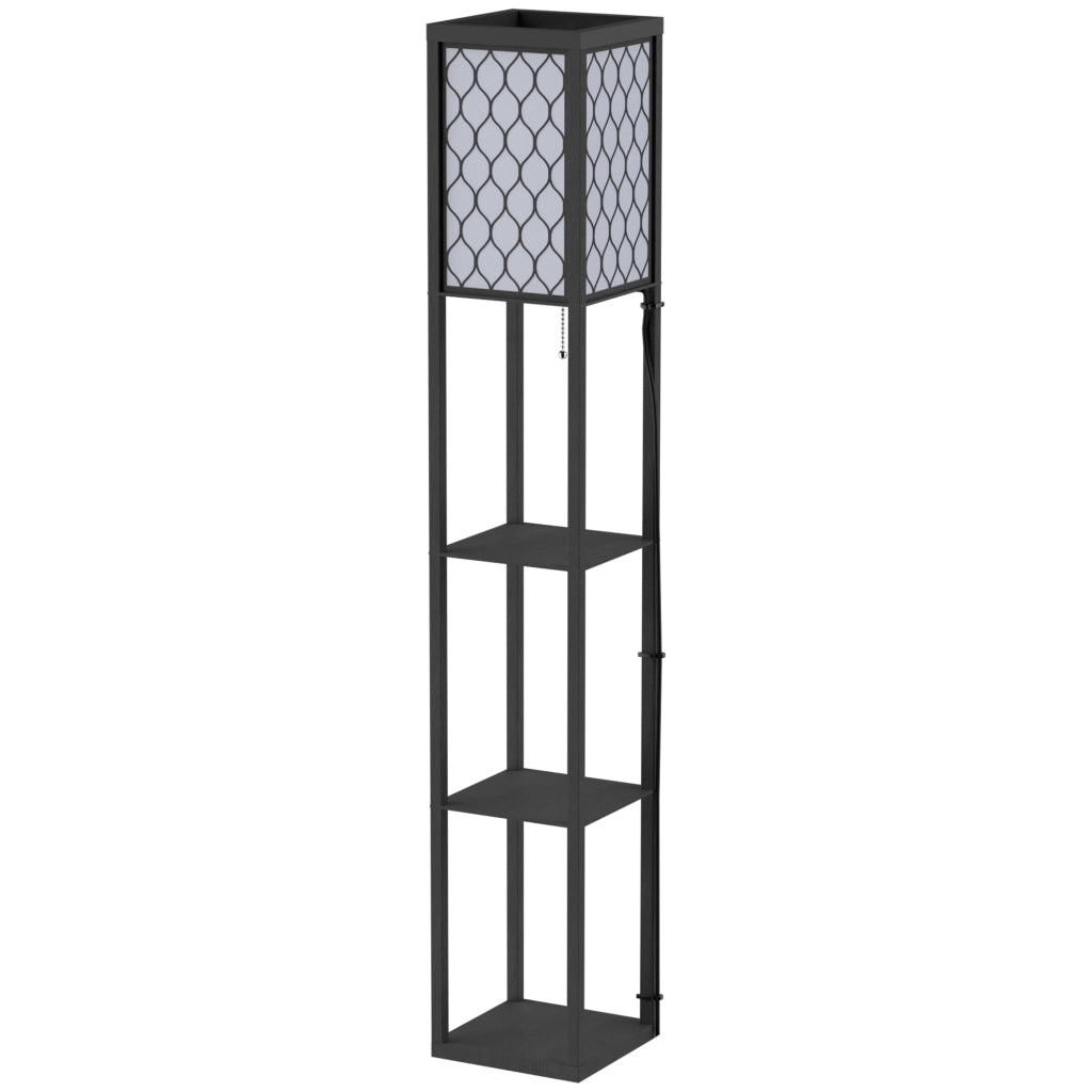 Lampada da terra con scaffale e attacco E27 ¨C zephmum ¨C nero