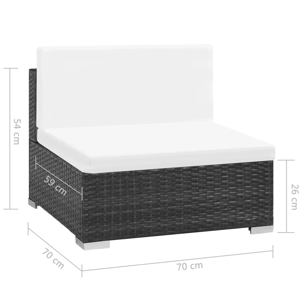 Set Divani da Giardino 7 pz con Cuscini in Polyrattan Nero cod mxl 31328