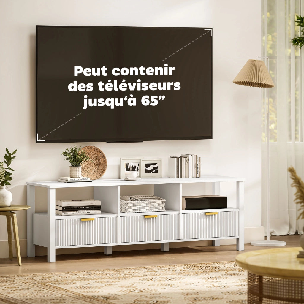Mobile TV con cassetti e ripiani ¨C zephmum ¨C bianco 152x39.5x50 cm