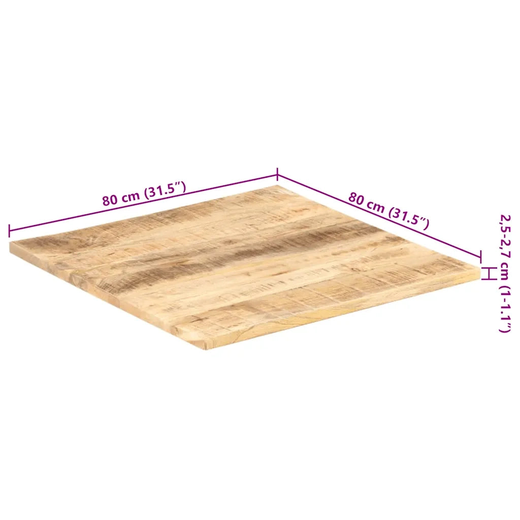 Piano Tavolo in Legno Massello di Mango 25-27 mm 80x80 cm