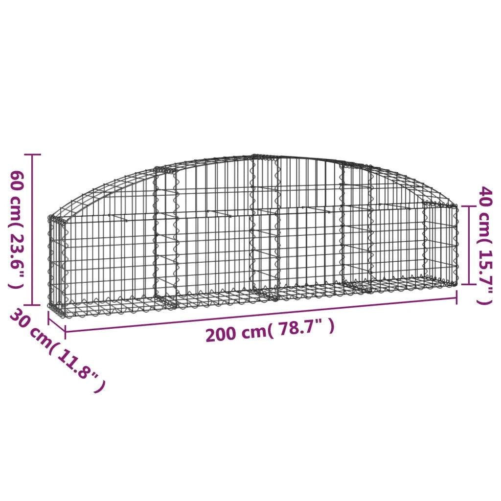 Cesto Gabbione ad Arco 200x30x40/60 cm Ferro Zincato 153462