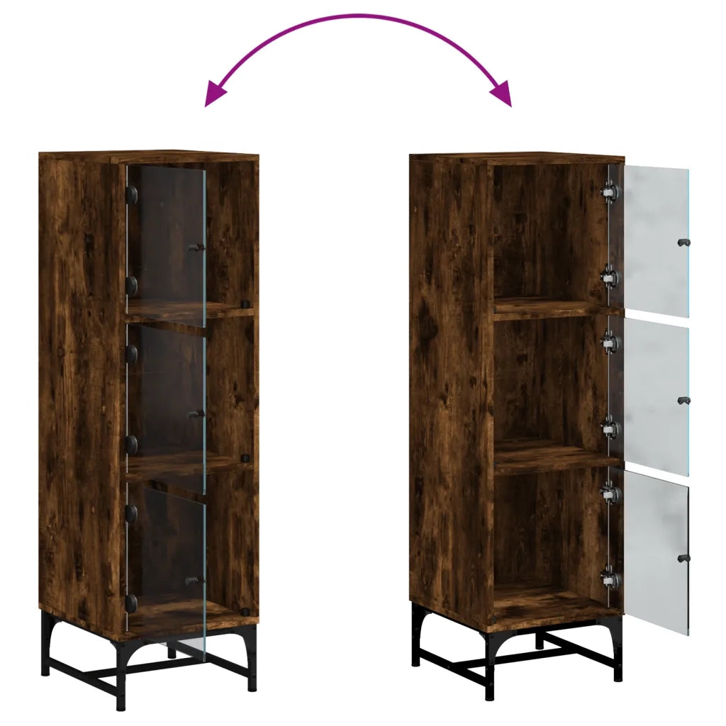 vidaXL Credenza con Ante in Vetro Rovere Fumo 35x37x120 cm