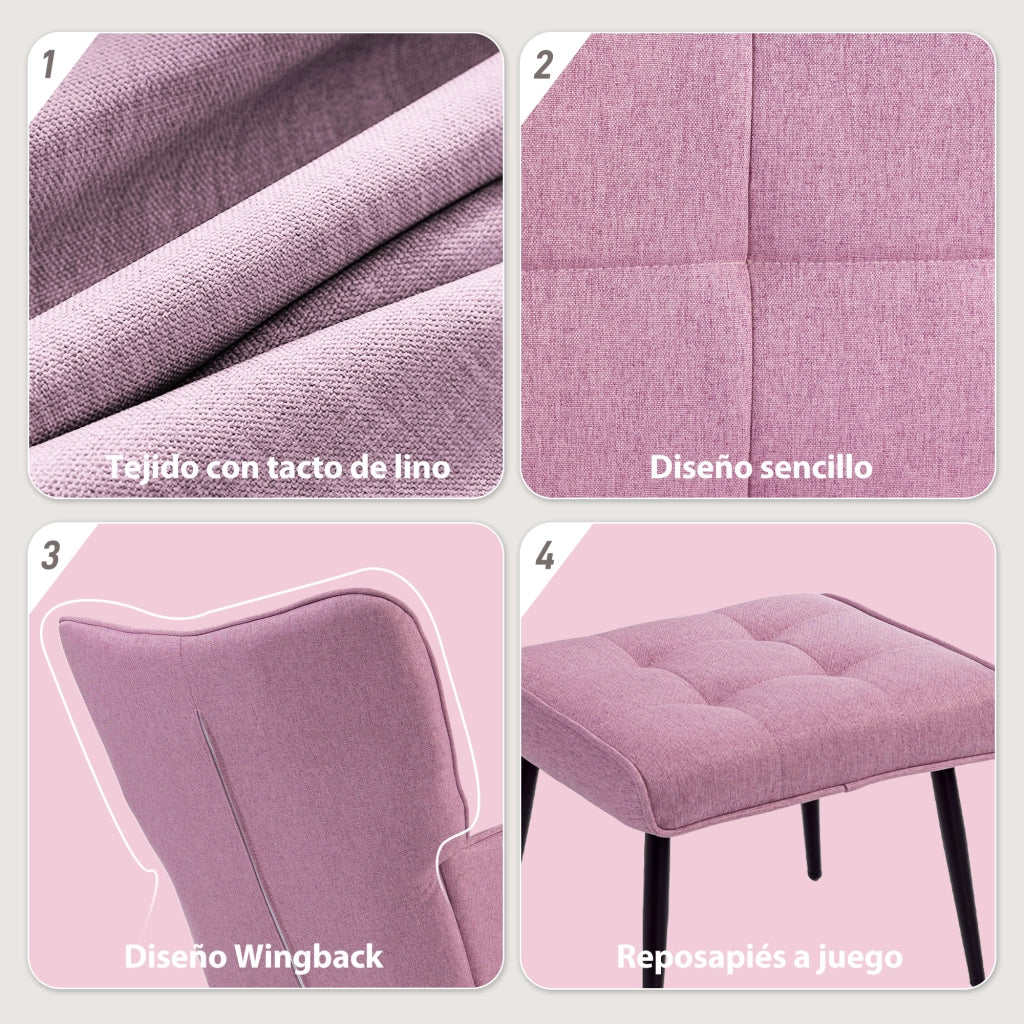 Sedia a dondolo con poggiapiedi e cuscino imbottito ¨C zephmum ¨C rosa, legno