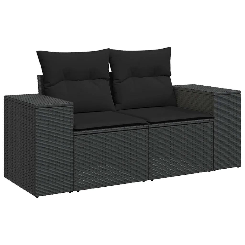 Set Divani da Giardino 5 pz con Cuscini in Polyrattan Nero 3327366