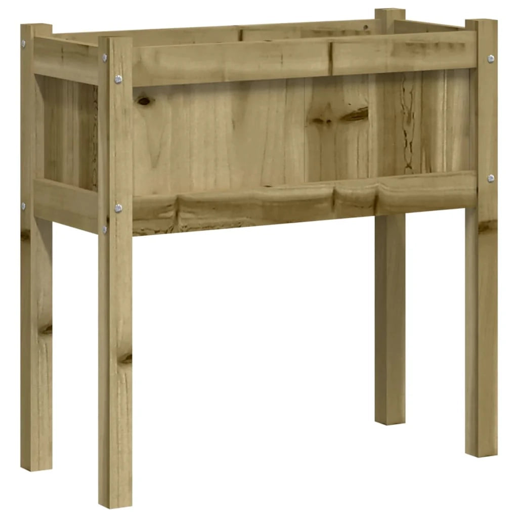 Fioriera rialzata per piante fiori giardino terrazze set da 2 con gambe in legno di pino impregnato marrone 02_0039015