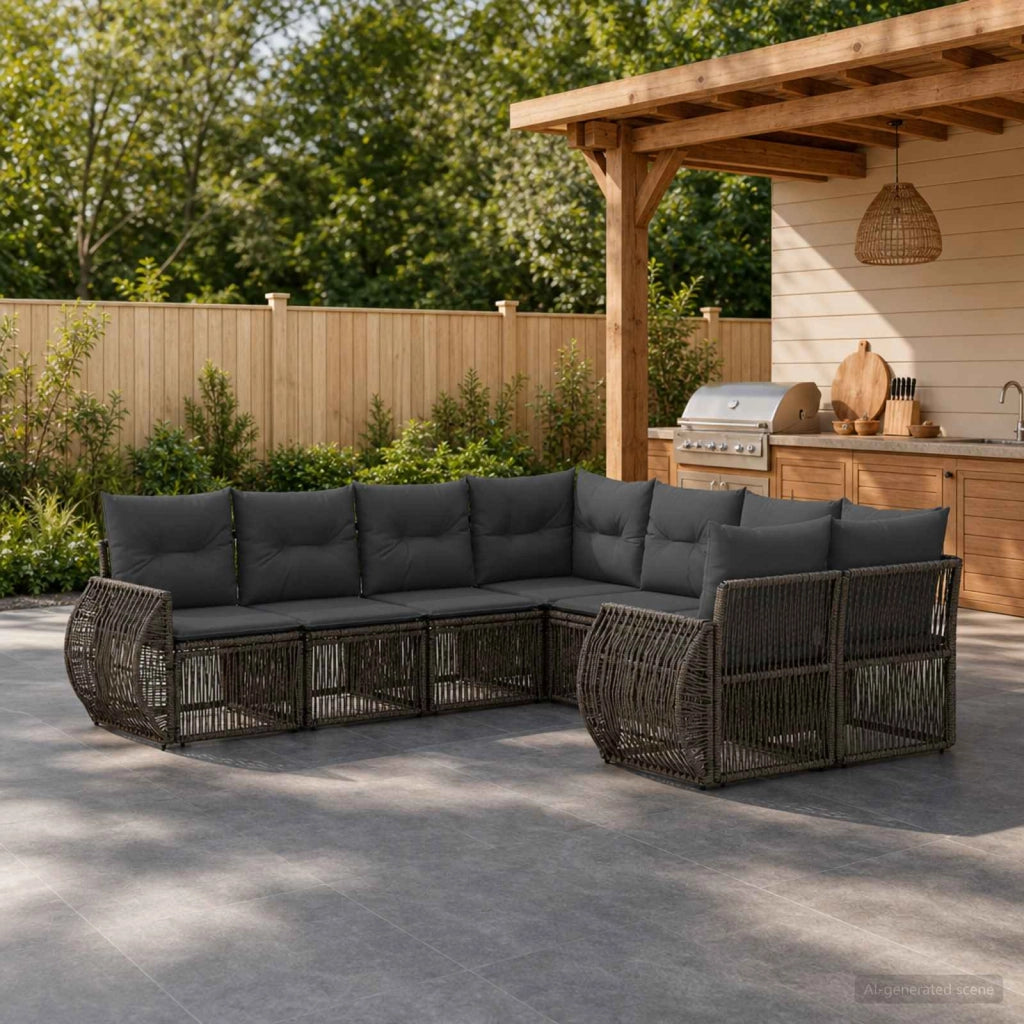 Set Divano da Giardino 8 pz 8-Numero di posti Grigio polyrattan 3435611