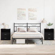 Comodini 2 pz Nero Rovere 50x32x60cm Legno ingegnerizzato