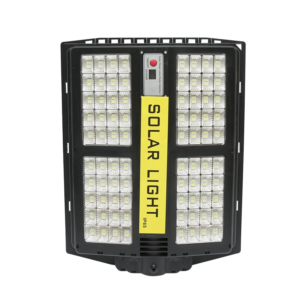 Lampada solare illuminazione stradale LED 200W 6500K con pannello solare 15W, batteria 15000mAh, telecomando, montaggio su palo IP65