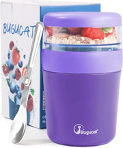 Portatile 2 in 1 contenitore da snack - 500 ml e 150 ml, contenitore per la colazione senza grassi e becher per yogurt con cucchiaio, ideale per picnic e viaggio