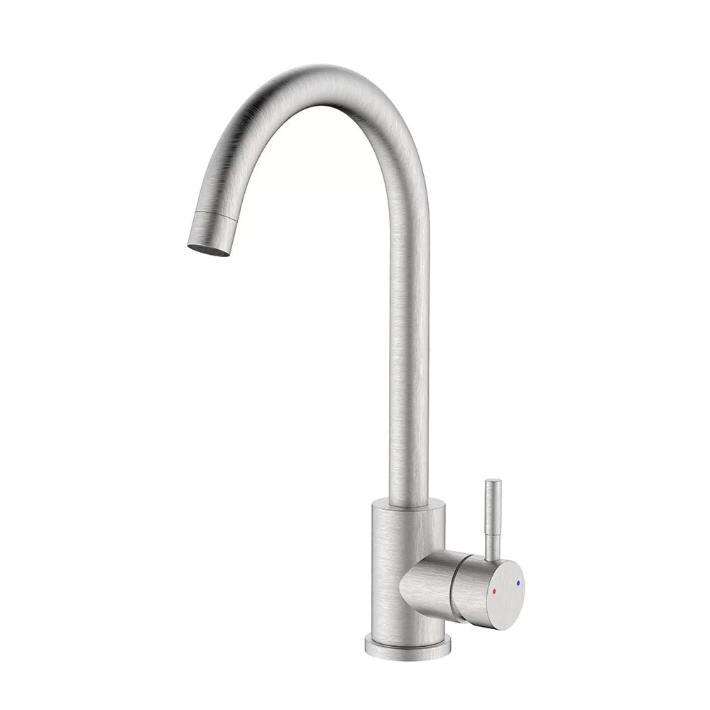 Rubinetto lavello bocca alta in acciaio spazzolato con risparmio acqua – Serie Bronx