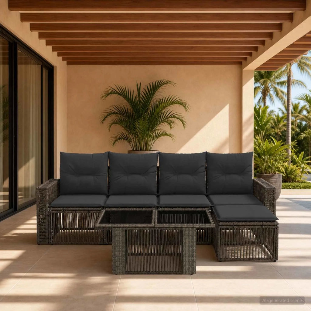 Set Divano da Giardino 6 pz Grigio e Grigio Scuro polyrattan 3436784