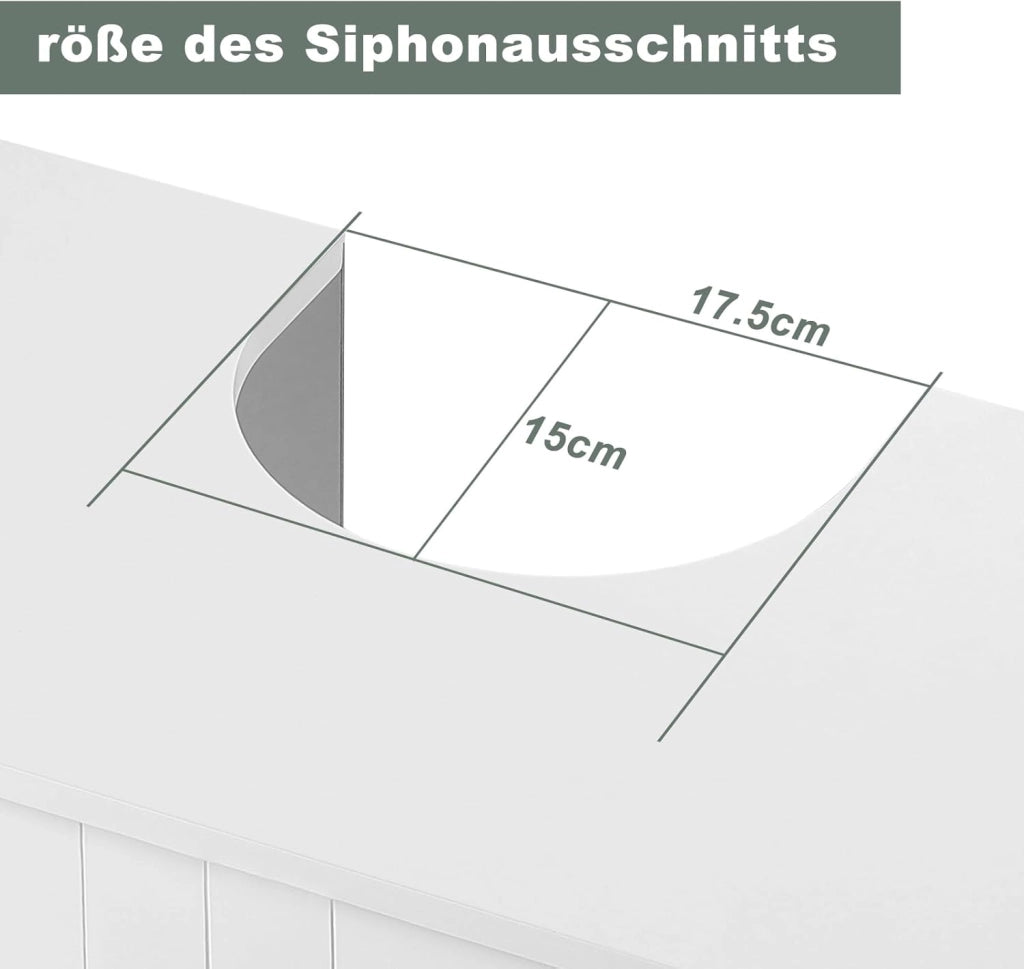 Mobile Sottolavabo per Bagno con 2 Ante, Mobile da Bagno Autoportante con Ripiano Regolabile e 2 Scomparti, in MDF, Bianco, 50x30x60 cm