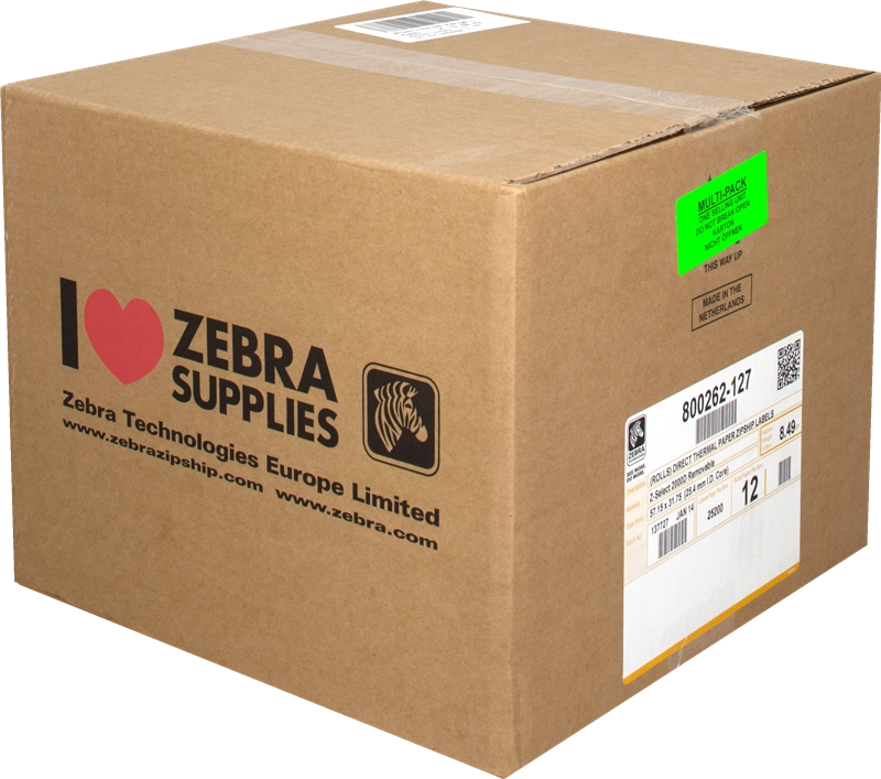 ORIGINAL Zebra Etichette Bianco 800262-127 12PCK Z-Select 12 Rotoli, carta termica, 2000D, 57x32mm, 2100 Et./Rotolo, separabile