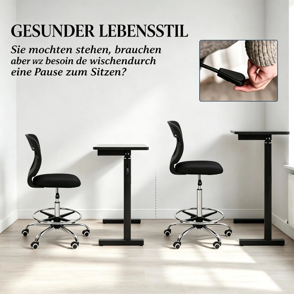 Sedia da ufficio ergonomica in rete nera, 1 pezzo, altezza regolabile 68-88 cm
