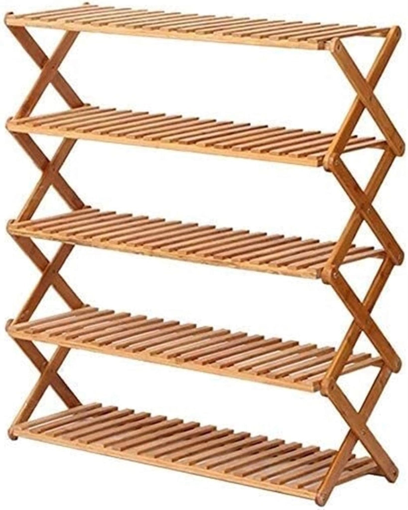 scarpiera Scarpiera per la casa Shoe Rack Scarpiera Pieghevole Scarpiera Multifunzionale Scatola per Scarpe in bambù Naturale Antipolvere (Dimensioni : 5Tier)