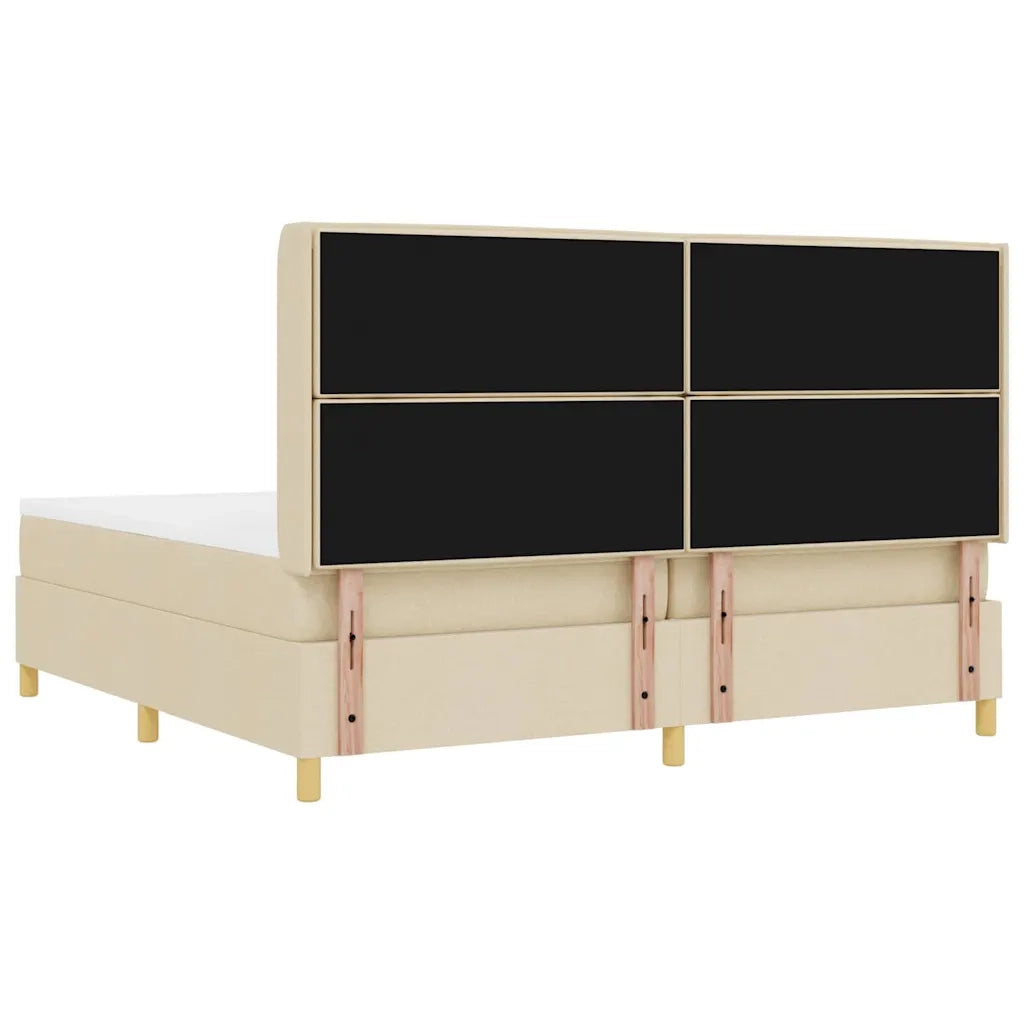 Letto a molle con materasso Crema 200 x 200 cm Tessuto 3341796