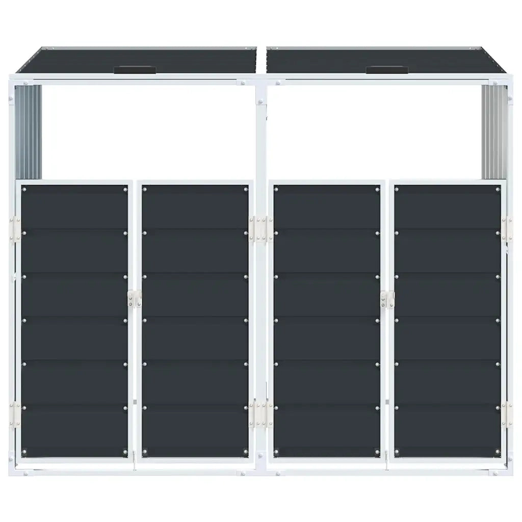 Copribidone Ruote per 2 Bidoni Antracite 144x81x113 cm Acciaio 4006177