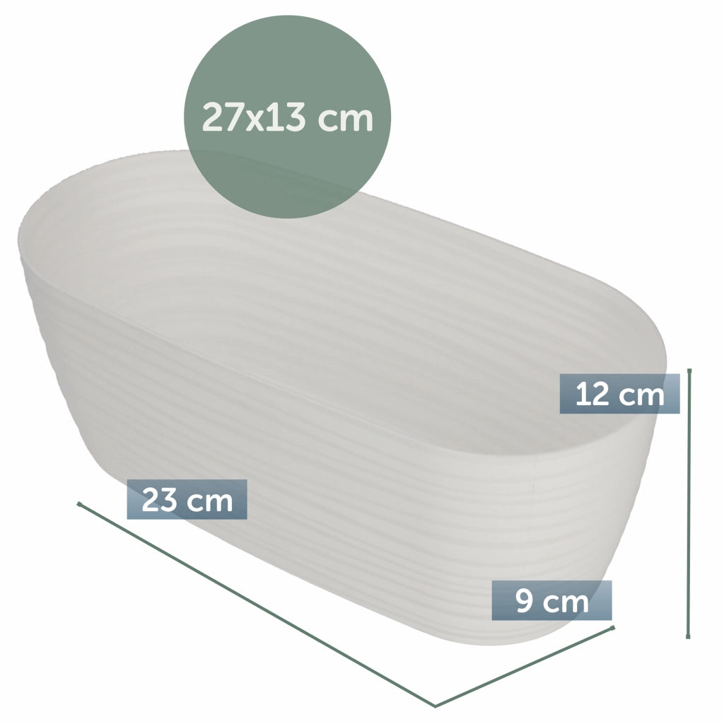Vaso da fiori KADAX ovale da 27 cm in plastica bianca