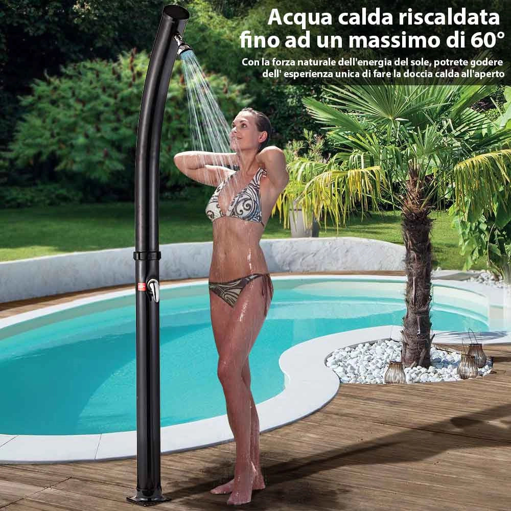 Doccia Solare Giardino Piscina Esterno 20Lt Miscelatore Acqua Calda Campeggio