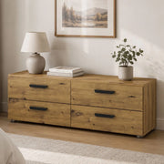 Gignod, Cassettiera 4 Cassetti, 111x52x35h cm Marrone Rovere Nodi