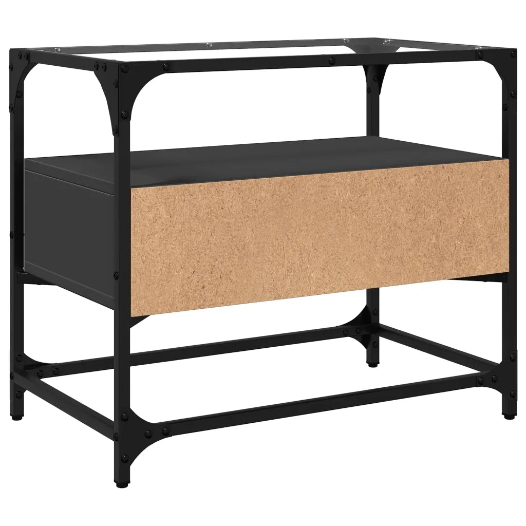 vidaXL Mobile TV con Piano in Vetro Nero 60x35x51 cm Legno Multistrato