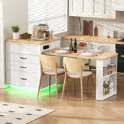 Tavolo da Pranzo Allungabile con Isola Cucina e LED ¨C Xylo ¨C Bianco