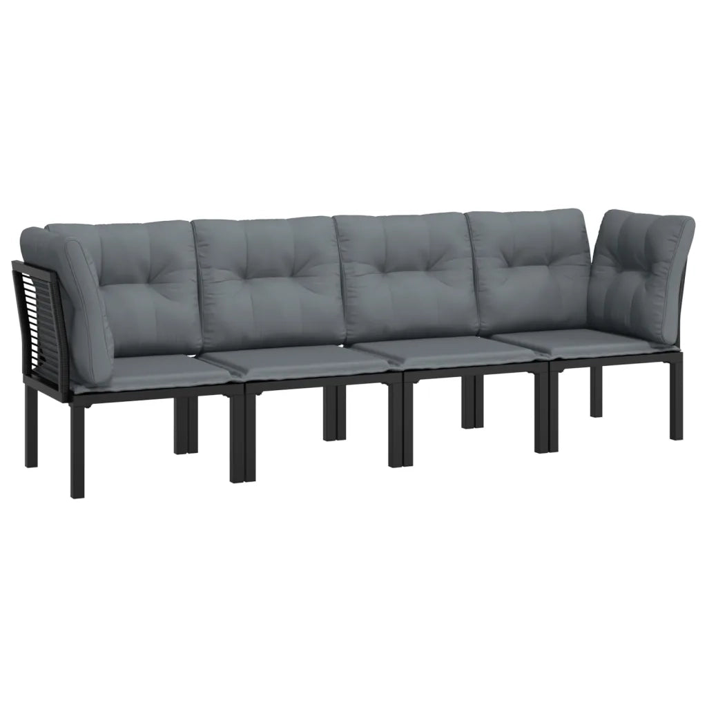 Set Salotto da Giardino 4 pz | Set di Mobili da Esterno Nero e Grigio in Polyrattan